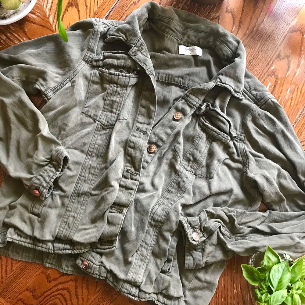 Altar’d State/A Beautiful Soul Denim Olive Jacket